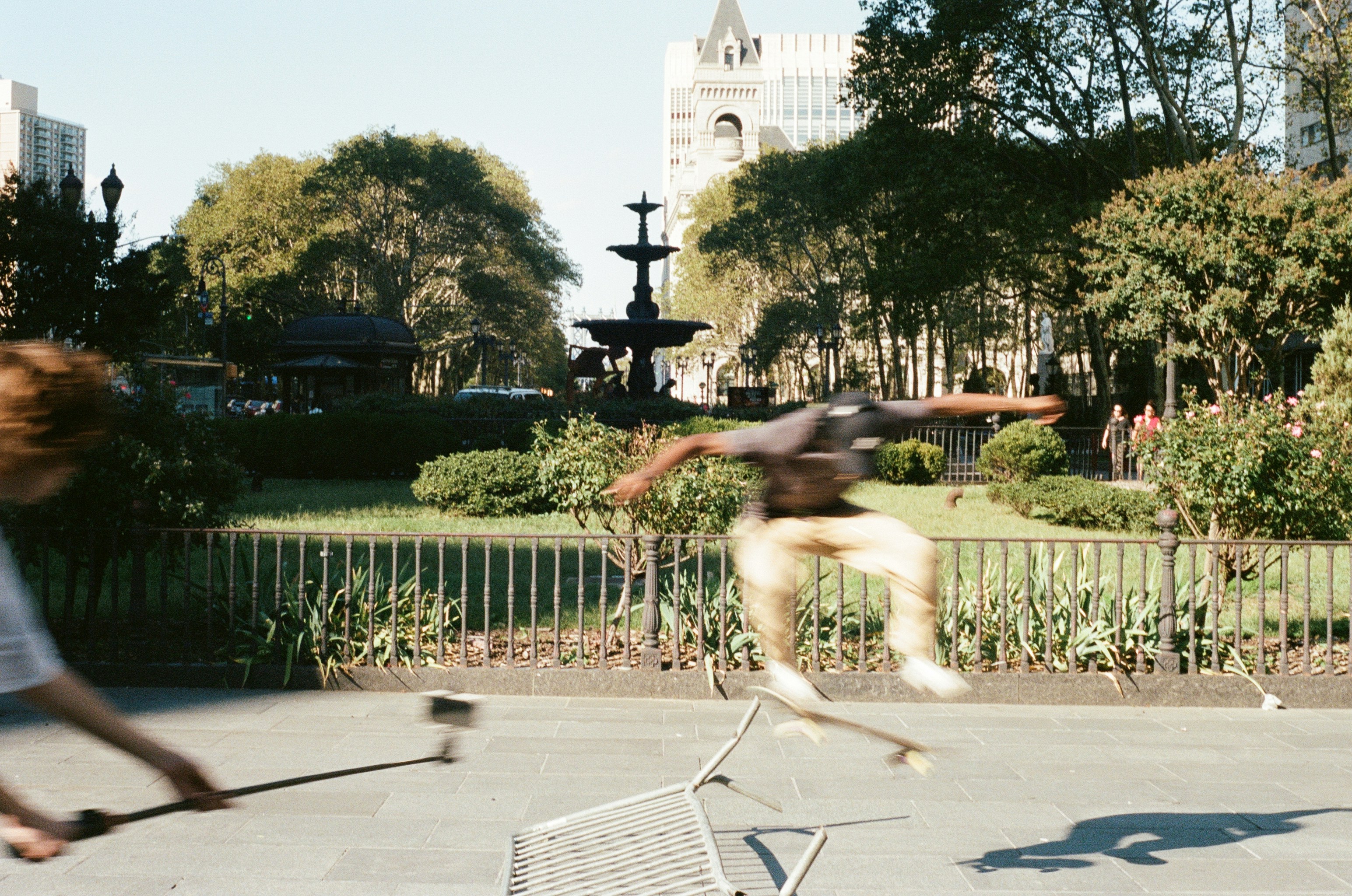 Skateboarder in action